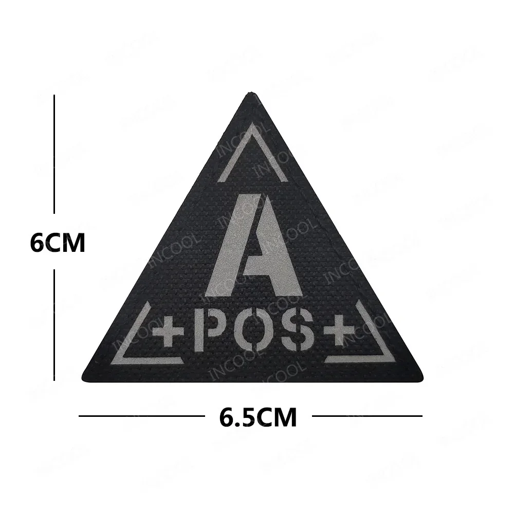衣類用の血液型反射パッチ、戦術的な装飾バッジ、暗闇で光る、a b ab oposポジティブネグネガティブ赤外線