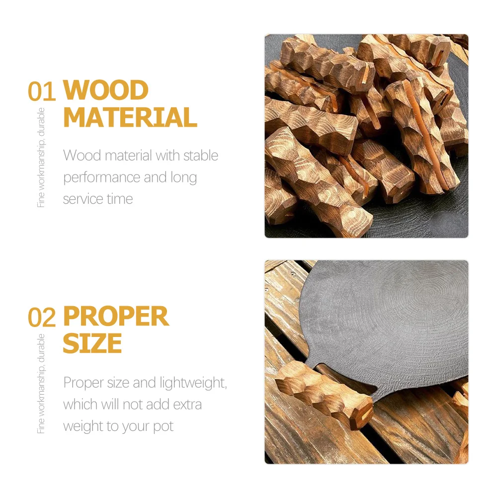 

Wooden Pan H Covers Heat Resistant Anti Scalding Pot Holders Non Slip Frying Cookware Wok H Wooden Insulated Covers