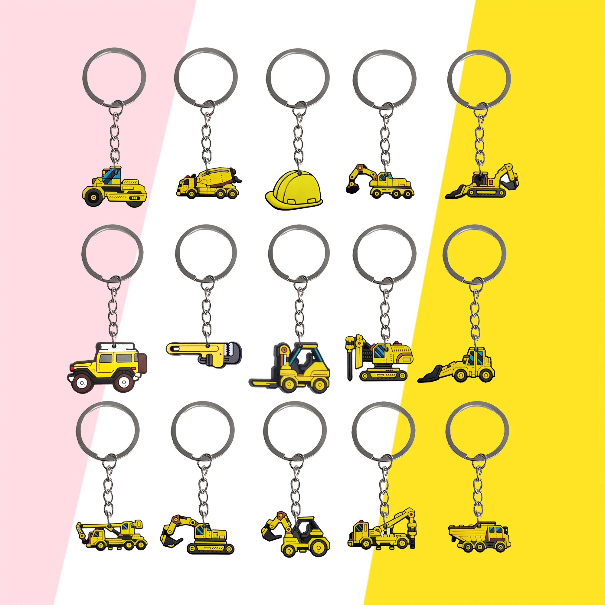 1PCS Keychain Cartoon Engineering Vehicle Keyring fit Car Key Accessories Woman Children Birthday Souvenir Friends Party Gifts