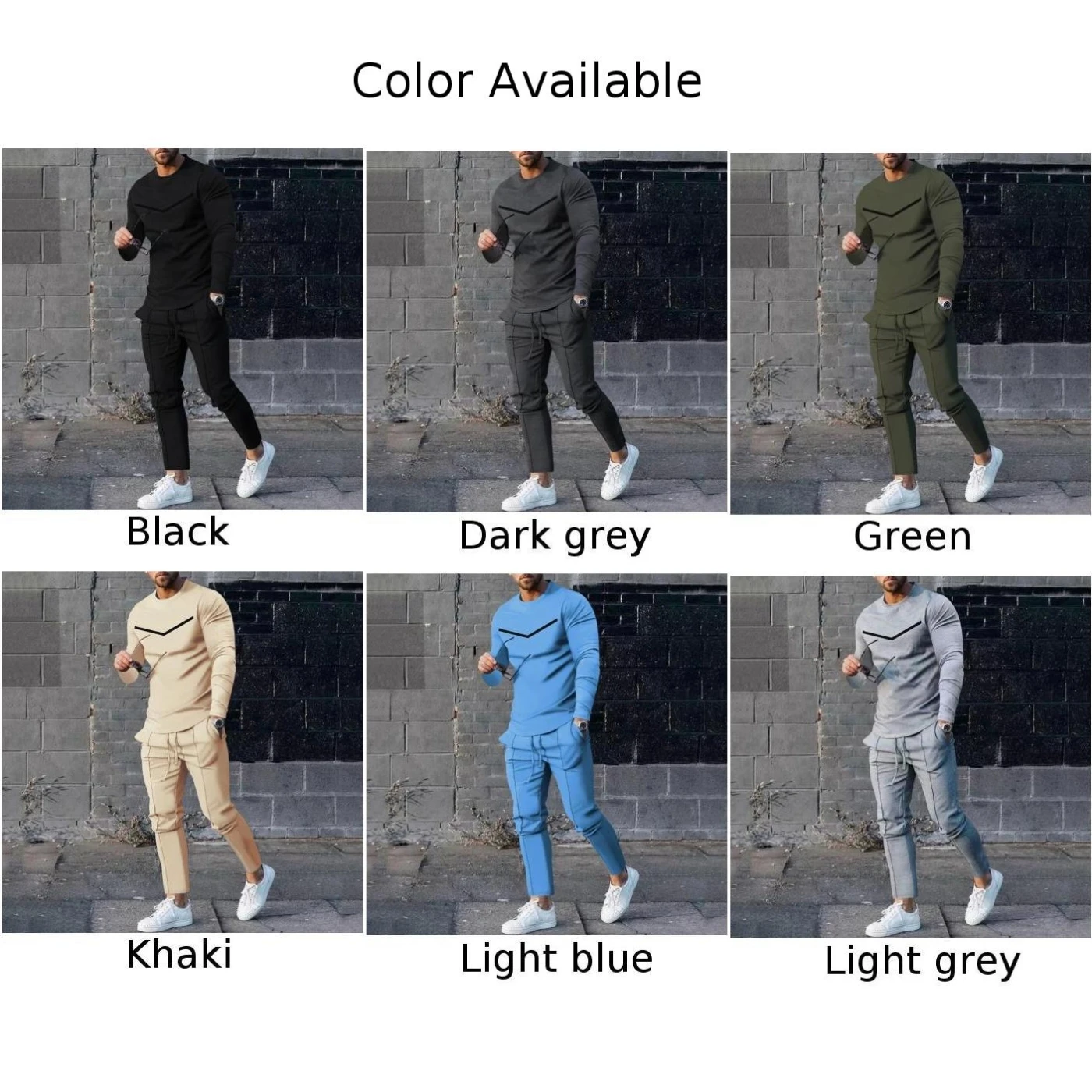 بدلة رياضية حقيبة كتف مريحة للرجال بدلة ركض كاجوال مع تي شيرت وسروال رياضي في 6 ألوان #5