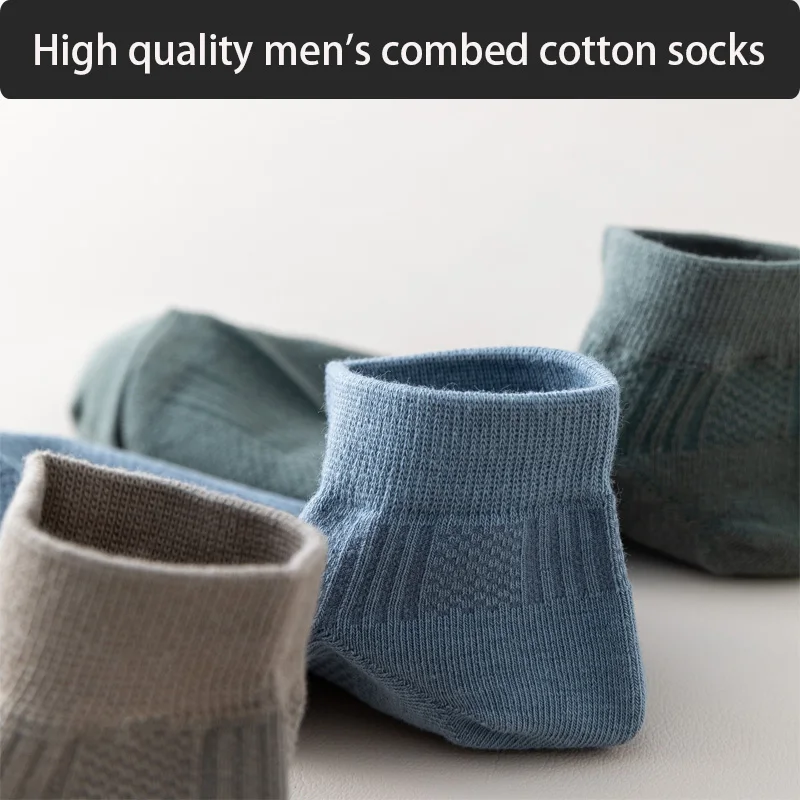 Men Combed Cotton Socks Short Breathable Odor proof and antibacterial Business Spring Summer for Male socks High Quality 6Pairs
