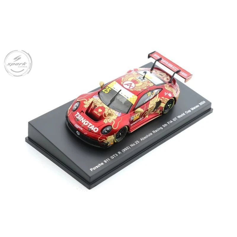 Spark 1:64 Porsche 911 GT3 R (992) N.25 Absolute Racing 5° Coppa del Mondo FIA GT Macau 2024 Modellino Auto in Lega Pressofusa da Collezione