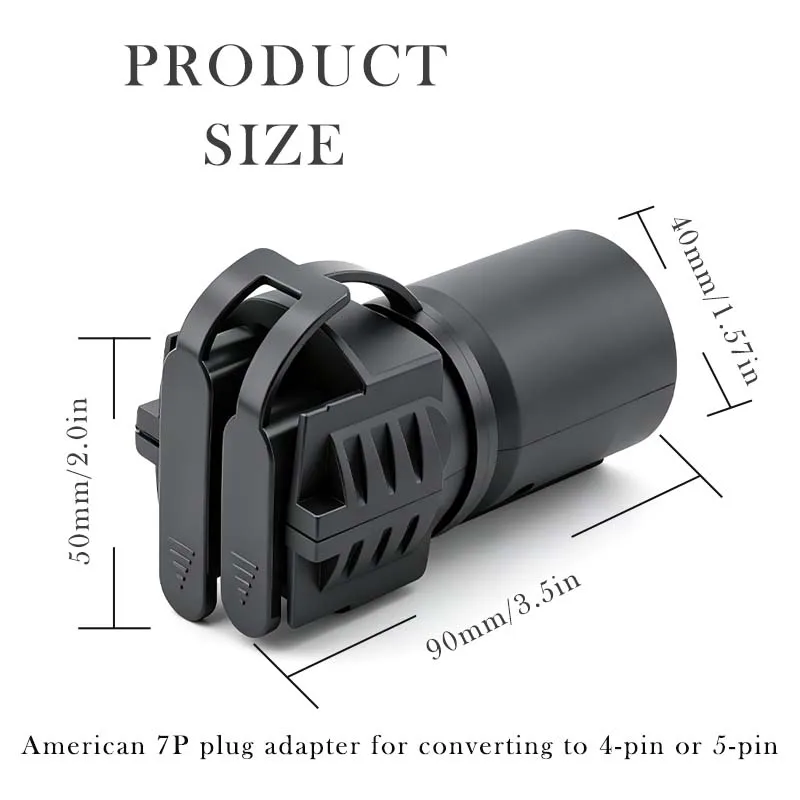 Trailer Plug Adapter 7 Way Round to 4 and 5 Flat Blade Trailer Connector Plug,7 to 5 Pin and 4 Pin Trailer Plug Adaptor 2-in-1