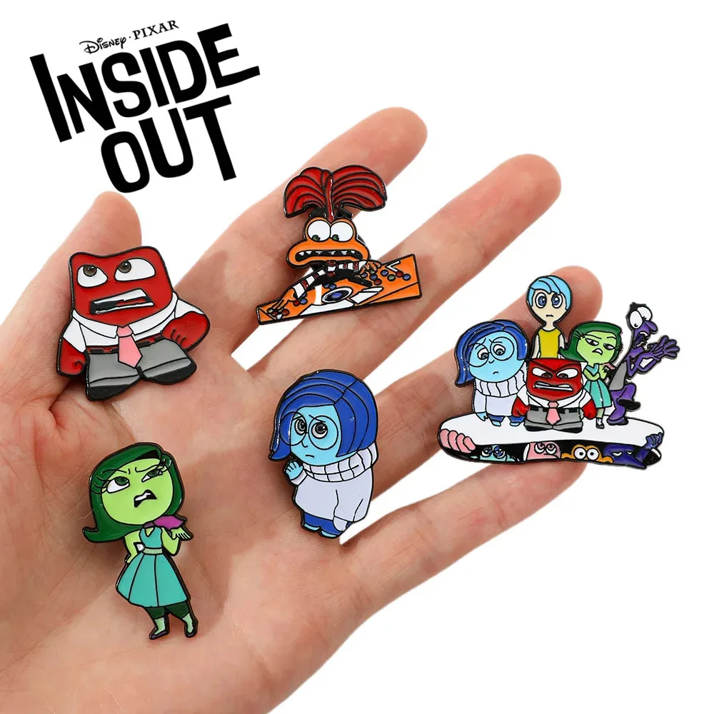 Disney Cartoon Inside Out Creative Metal Lapel Pin Anime Joy Sadness Anger Cute Alloy Badges for Clothes bags Accessories Gift