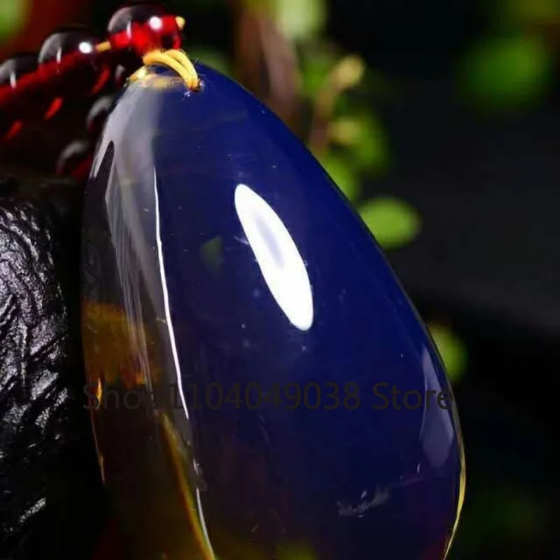 Honey Wax Amber Blue Pearl Water Droplet Plain Face Pendant for Men and Women's Couple Large Charms Pendants Natural Jewelry
