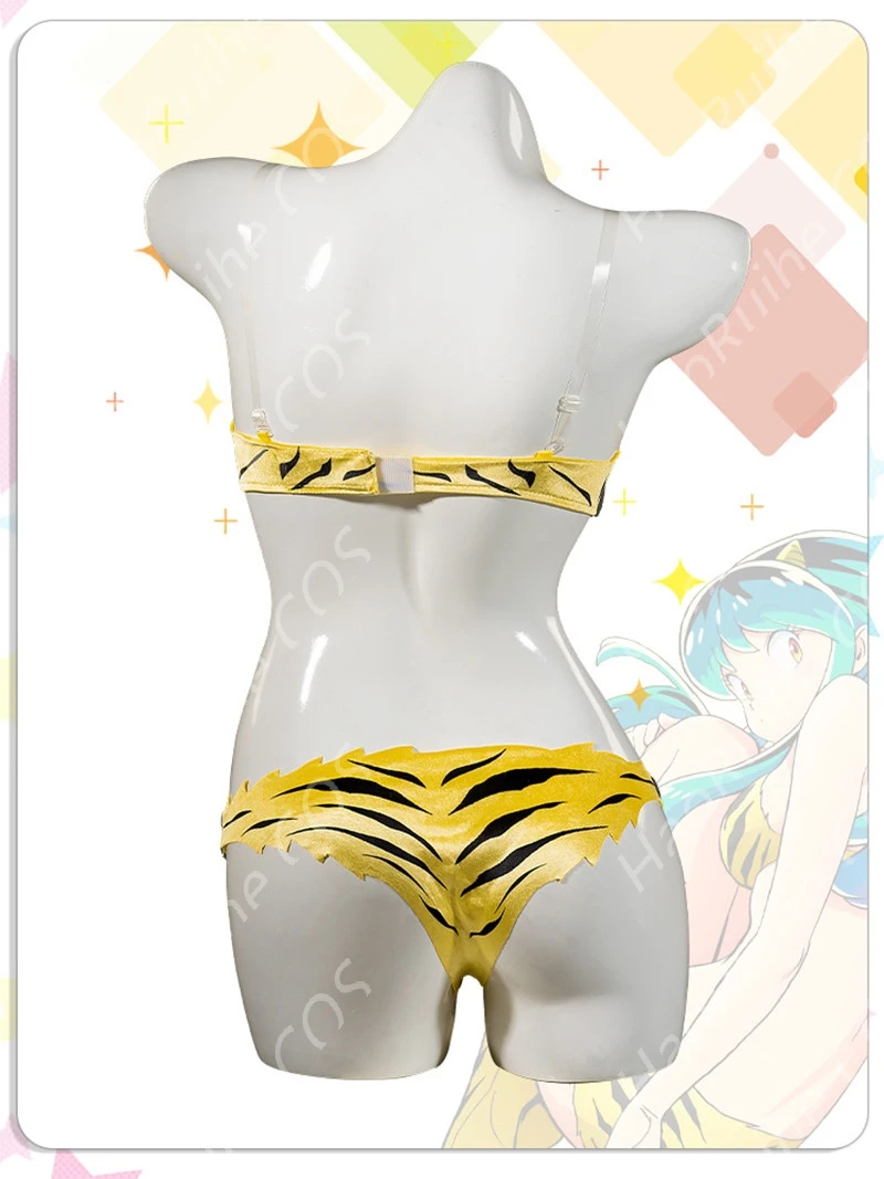 Conjunto de Bikini de Anime para mujer, traje de baño de dos piezas con Peluca de Cosplay de Anime urusi Yatsura Lum Invader