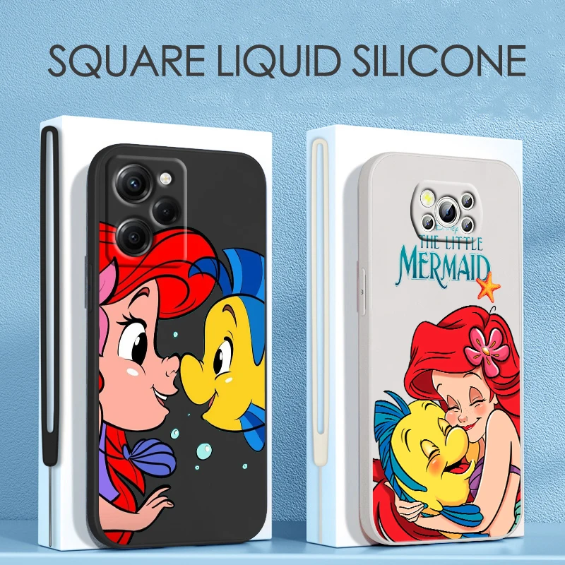 

The Little Mermaid For Xiaomi POCO X5 M5 C40 M4 X4 F4 C40 X3 NFC F3 GT M4 M3 M2 Pro C3 4G 5G Liquid Rope Phone Case Coque Capa