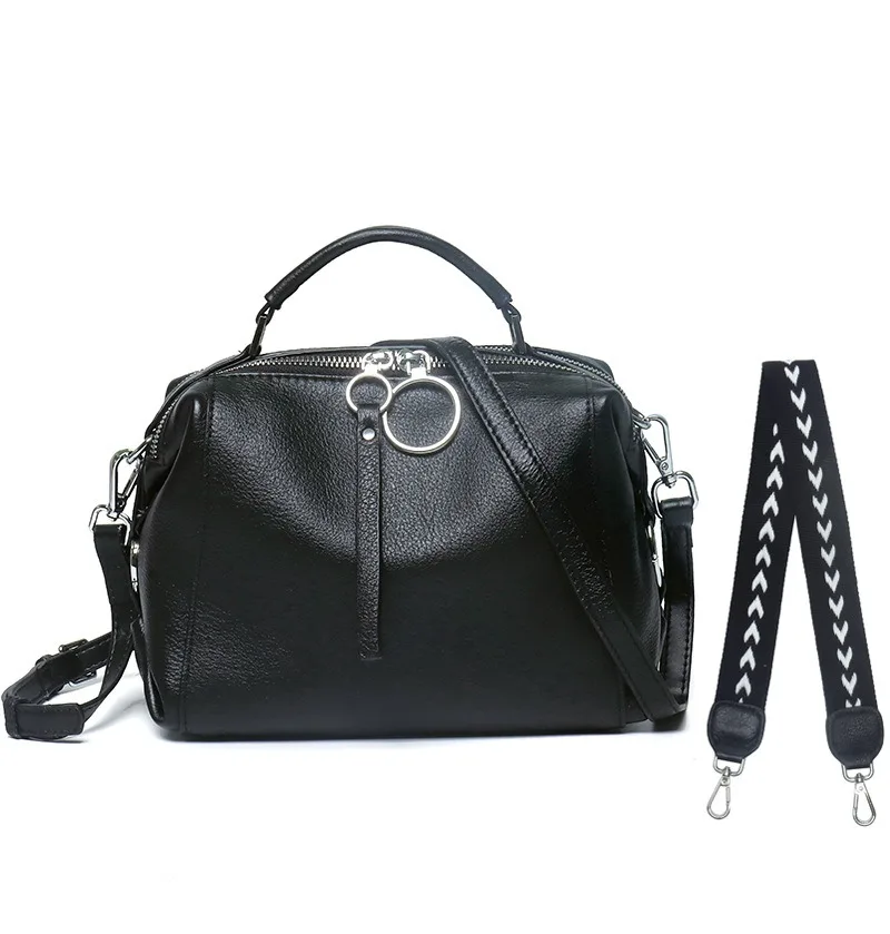 

Nesitu Black White Red Blue Small Genuine Leather Women Handbag Crossbody Shoulder Messenger Bag With Two Straps Simple M5005