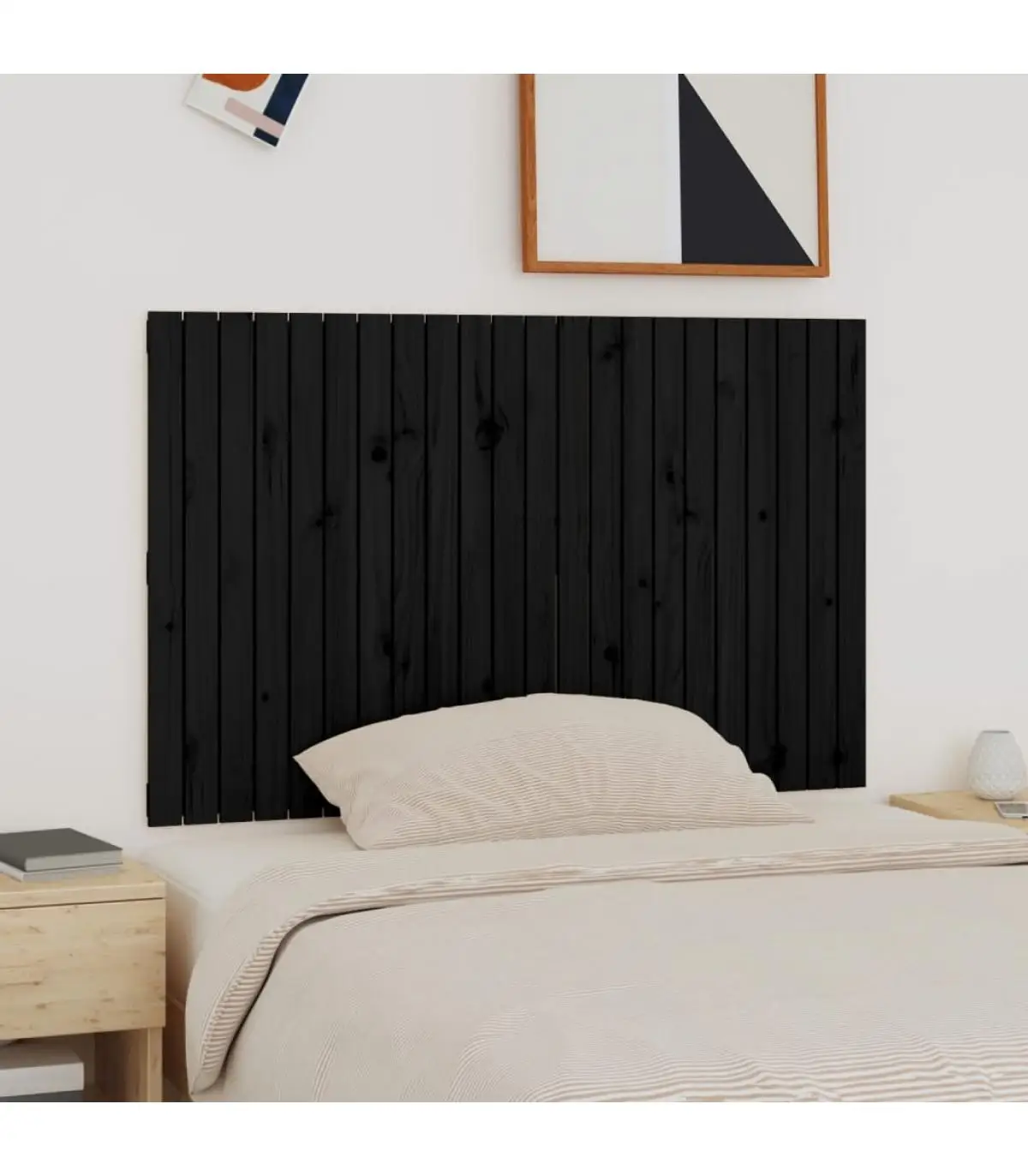 Headboards and Feet Bed Headboard Wall Solid Wood Pine Black 140x3x90 cm