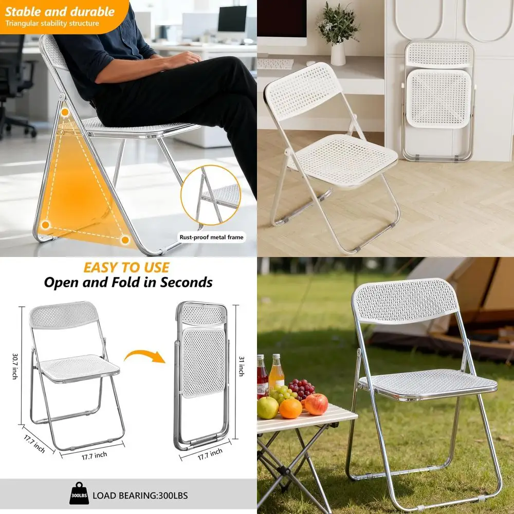 

2-Pack White Folding Chairs with 300lb Steel Frame for Indoor/Outdoor Use