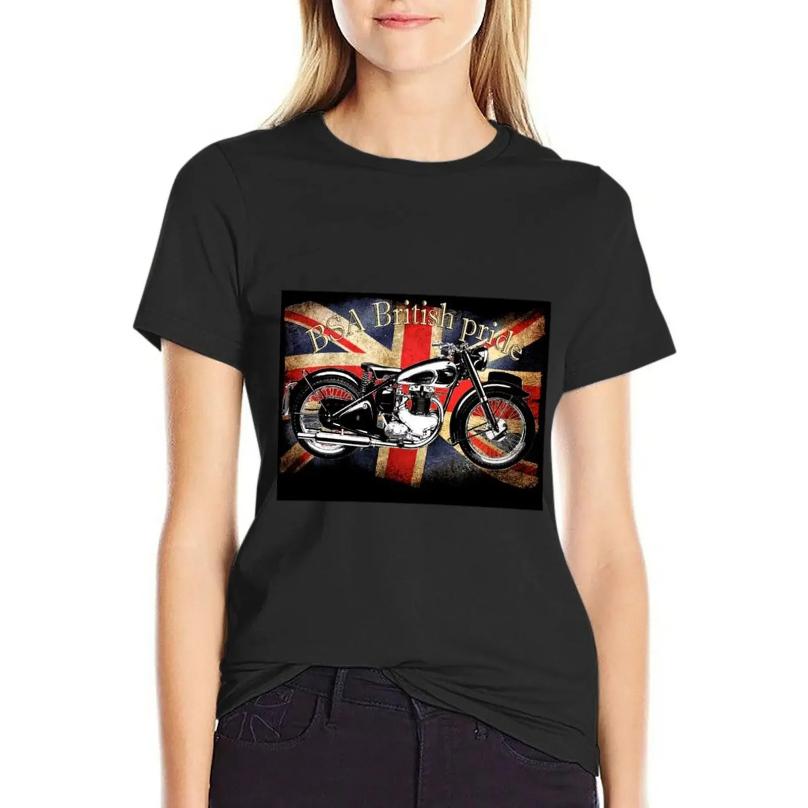 Vintage Classic British BSA Motorcycle Icon T-Shirt summer top lady clothes plus size tops Womens graphic t shirts