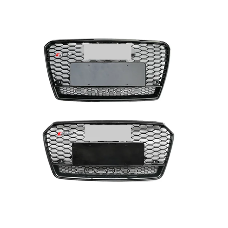 

Auto Parts Black Honeycomb Car Front Bumper Grille For Audi A7 S7 2009-2015 2016-2018 Upgrade RS7 Racing Grill with Quattro