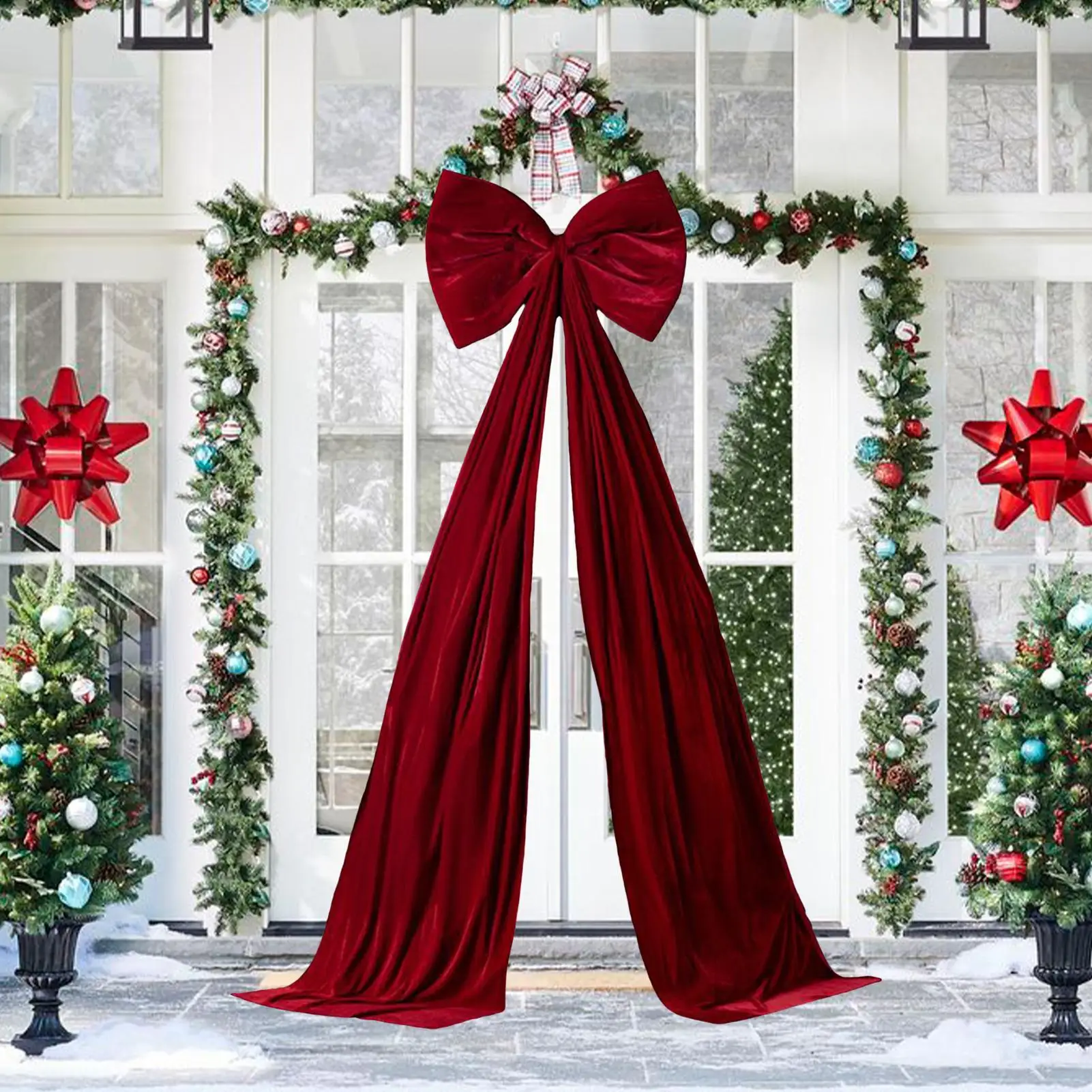 

Большой бант для рождественской елки 20 х 71 дюймов, очень большой домашний бархатный декор, рождественский праздничный настенный фон для двери, стены, свадьбы