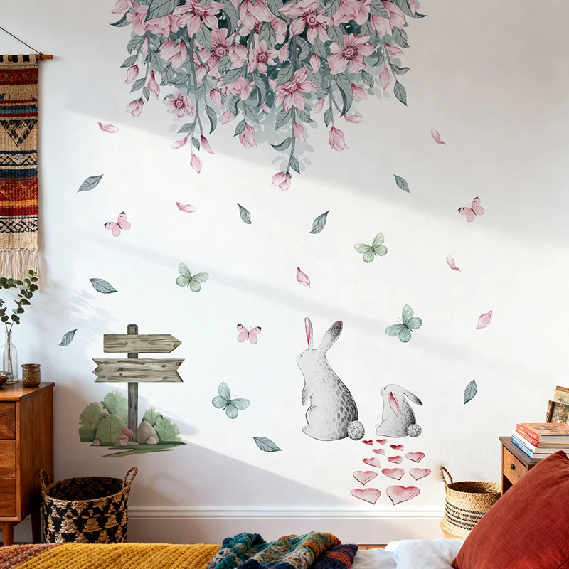 Pink Flower Green Leaves Cute  - огляд і ціна Baby Nursery Green