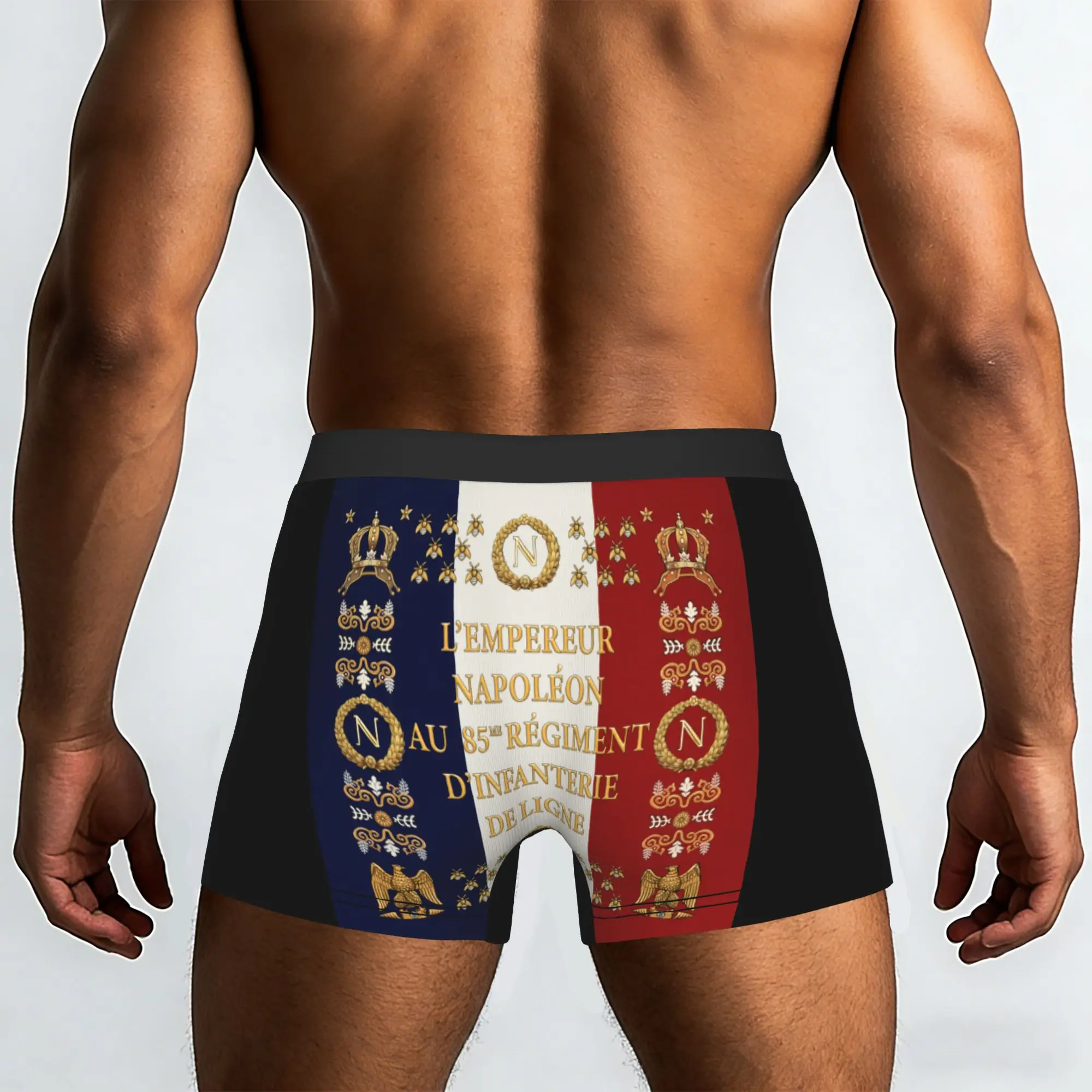 Custom Napoleonic French 85th Regimental Flag Boxers Shorts Panties Men's Underpants France Fleur De Lis Briefs Underwear