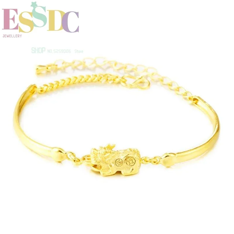 Europe Simple Style Amulet Animal Pixiu Charm  Imitation Gold Copper Chain Bracelet for Women Bride Wedding Wholesale