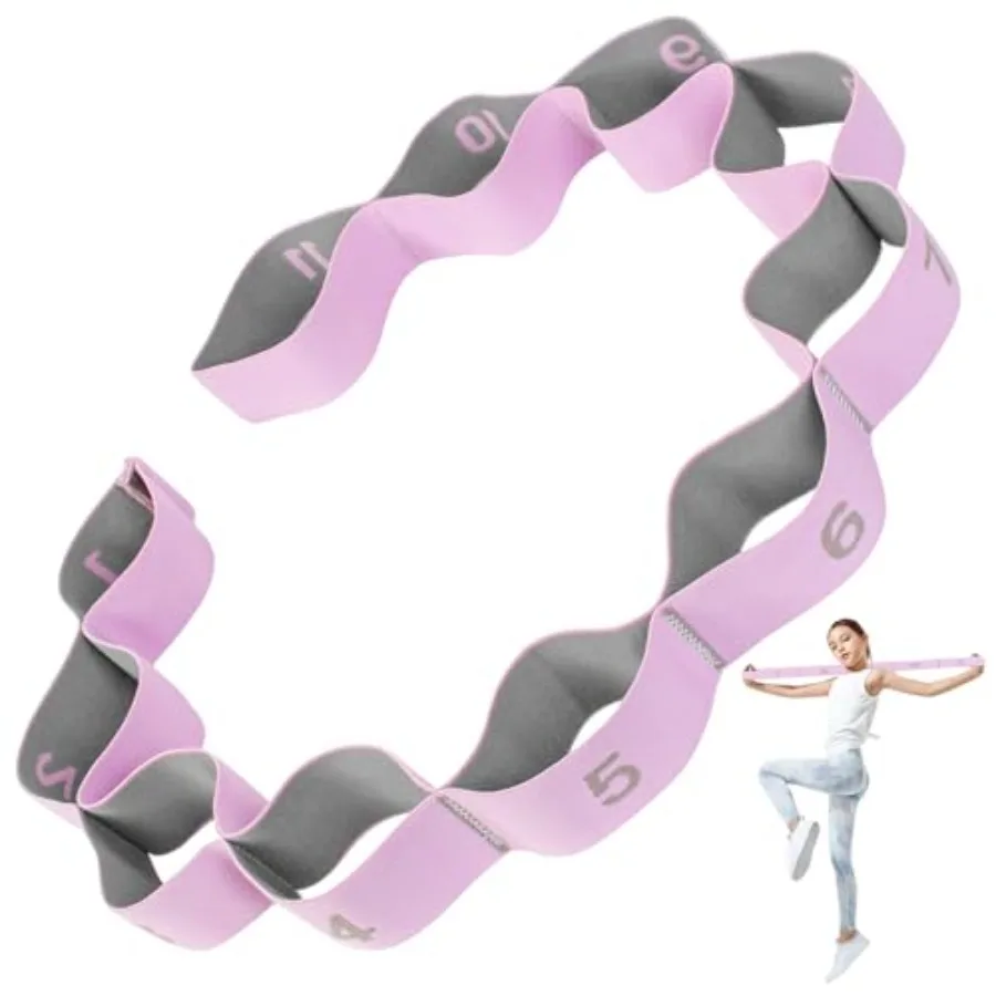 Stretching Strap with 11 Loops for Physical Therapy Yoga Pilates Ballet Dance Home Workouts Adjustable Full Body Stretching Str