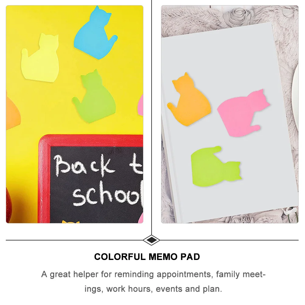 

12Pcs Cat Shaped Memo Sticker Colorful Portable Paper Reminder Pads for Diary Journal Office Supplies