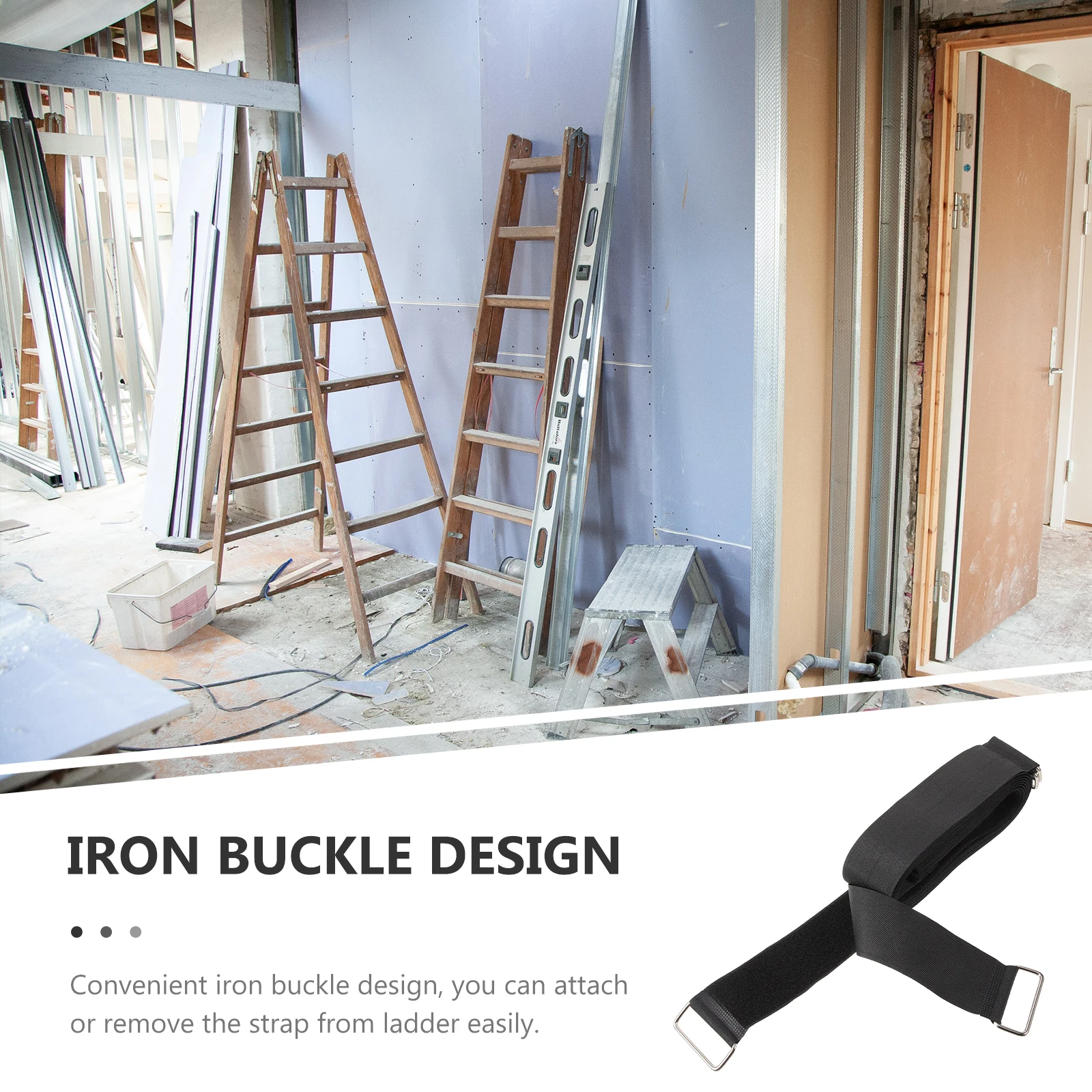 

4pcs Reusable Ladder Rack Tie Down Straps 5cm x 1m Iron Buckle Heavy Duty Hook Loop Resistant for Garage