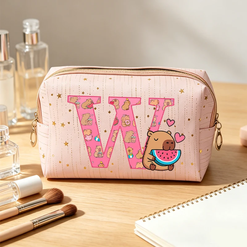 

Capibara Fashion Star Cosmetic Bag for Women Cartoon Letter Printed Good-looking Makeup Pouch Students Portable Washing Bags