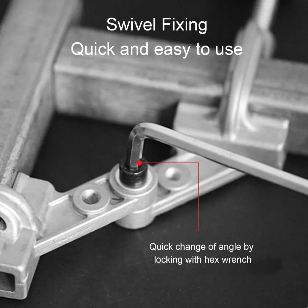 10-180° Adjustable Adjustable Tube Clamp Swing Jaw Double Handle Right Angle Corner Clamp Aluminum Alloy Quick