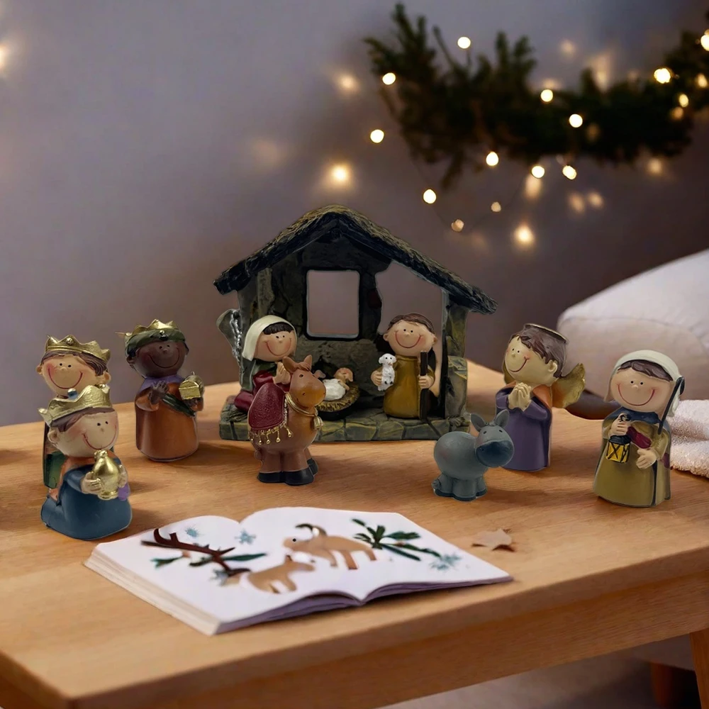 

12/24pc Small Nativity Set Resin Small Christmas Nativity Figurine Christmas Little Nativity Playset Figurine Christmas Manger