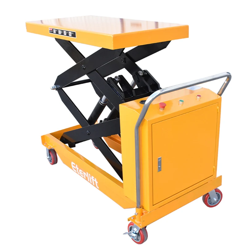 150kg Manual flat car mobile stainless steel hydraulic lift car scissor lift folding lifting platform