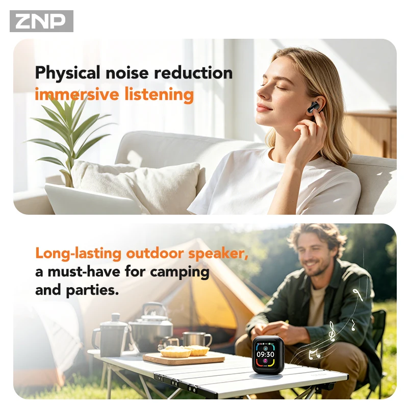 ZNP N04 TWS Wireless Earbuds With Touch Screen Bluetooth AI Translation Headphones Comfort Fit Noise Reduction Earphones - view 2