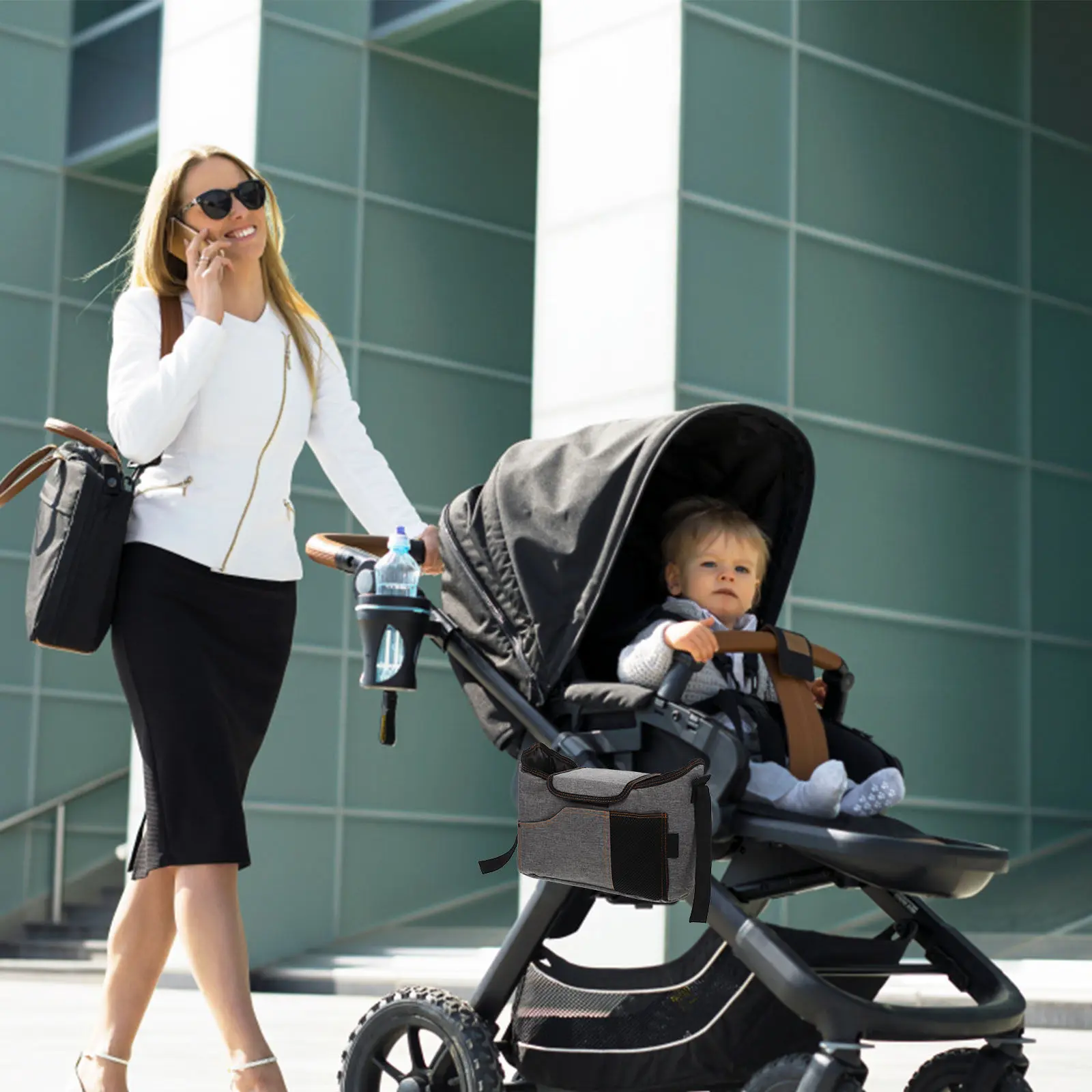 

Cross Body Diaper Bag Stroller Organizer Bag with Adjustable Straps Fits All Strollers Diaper Storage Holder Baby Stroller