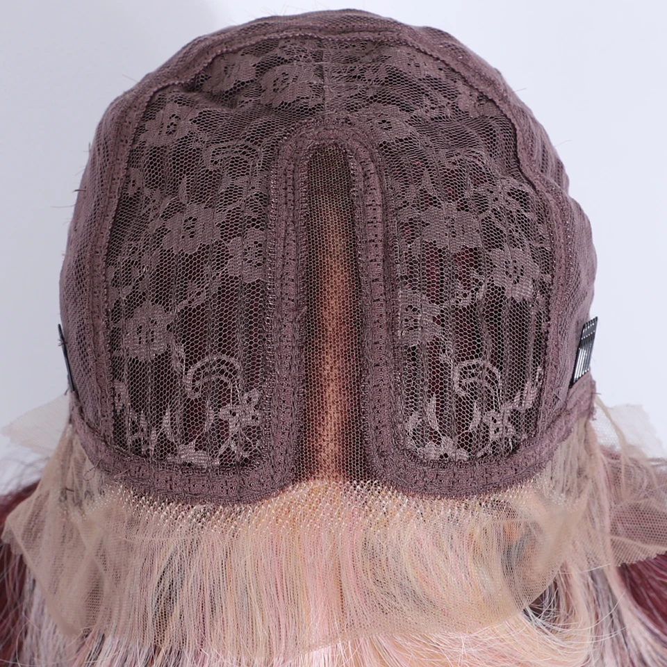 FREIHEIT Körperwelle Synthetische Lace Front Perücken Für Frauen 22 Zoll Ombre Braun Ingwer Burgund Weiß Spitze Perücke Mit Pony Cosplay Perücken