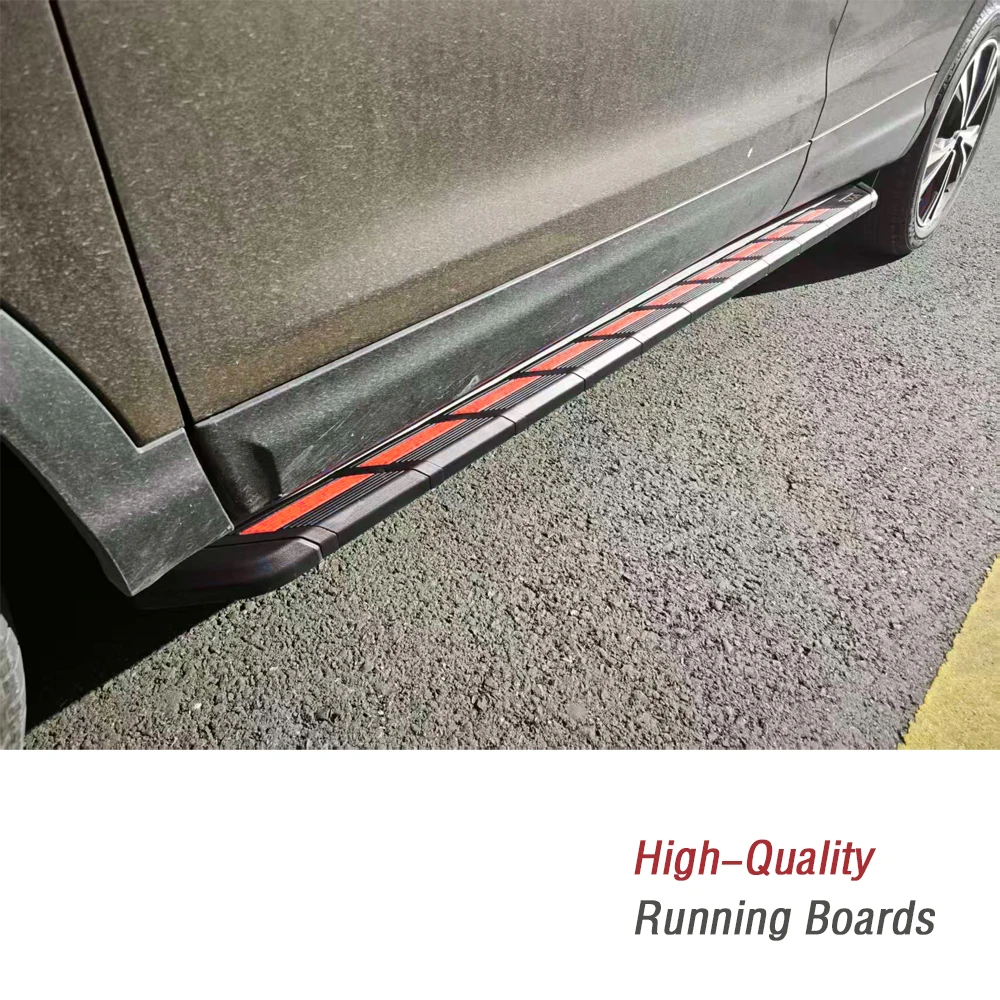 2 Stück Side Step Trittbretter für Rivian R1T R1S 2021–2024, Aluminium-Pedalzubehör, ROT/BLAU (mit Halterungen)