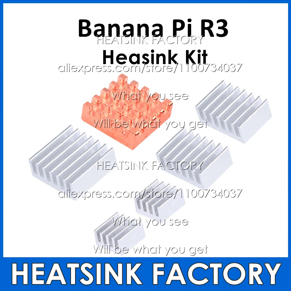 

6pcs/set DIY Aluminum Copper Heatsink Kit With Thermal Adhesive Tape Pad Apply for Banana Pi R3