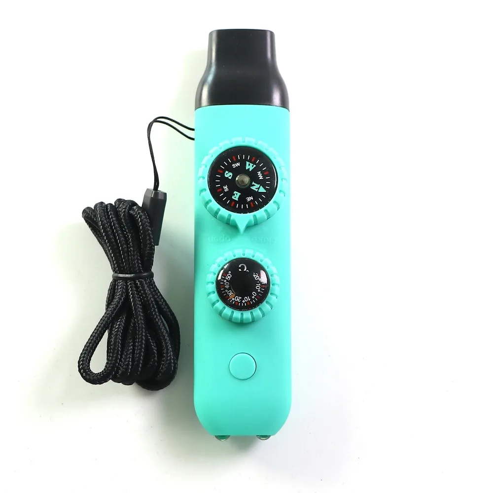 7-in-1 Outdoor Survival Whistle Multifunctional with LED Light Thermometer Compass Multicolors Emergency Rescue Safety Tool
