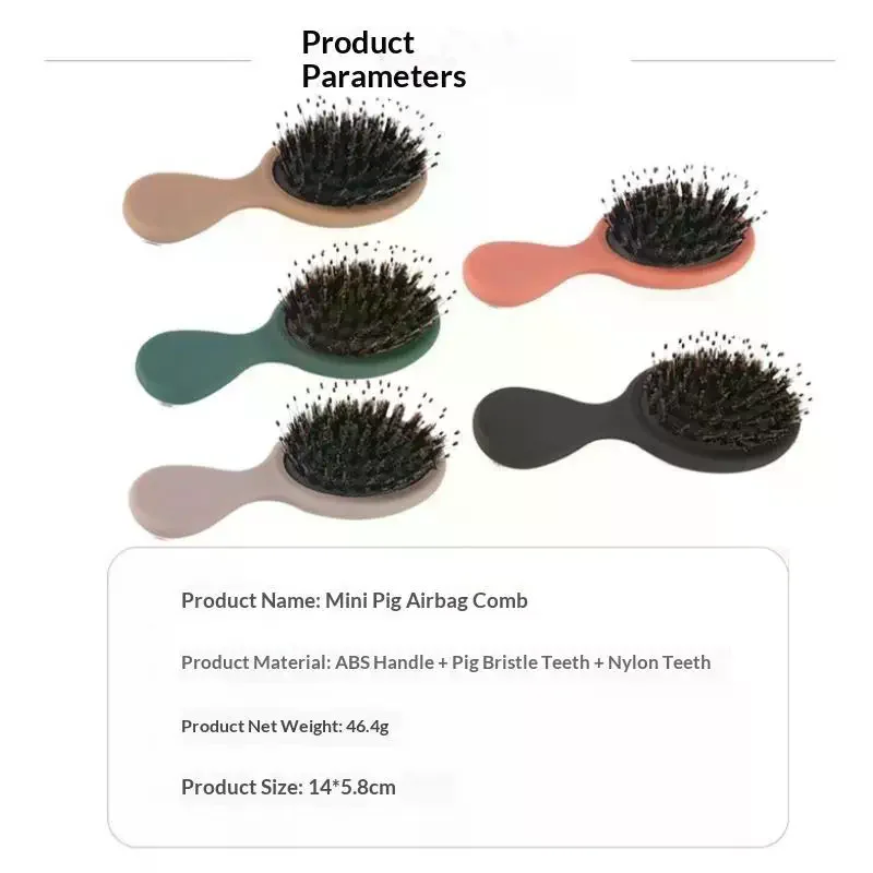 Mini Detangling Hair Brush With Soft Matte Rubber Handle Gentle Scalp Bristles For Curly Hair Massage Daily Travel Use Multi