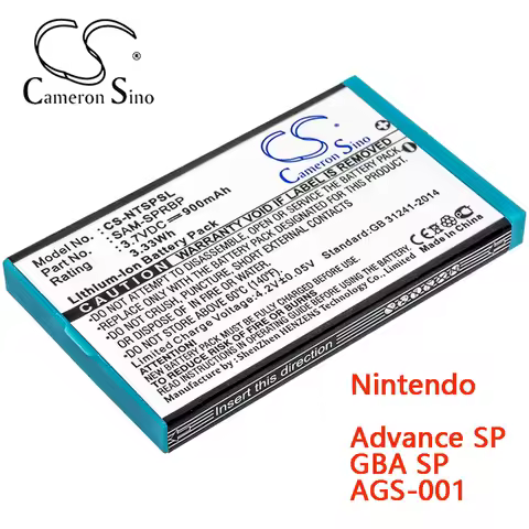 Cameron Sino Game Console Battery for Nintendo Advance SP GBA SP AGS-001 Capacity 900mAh Type Li-ion Voltage 3.7V