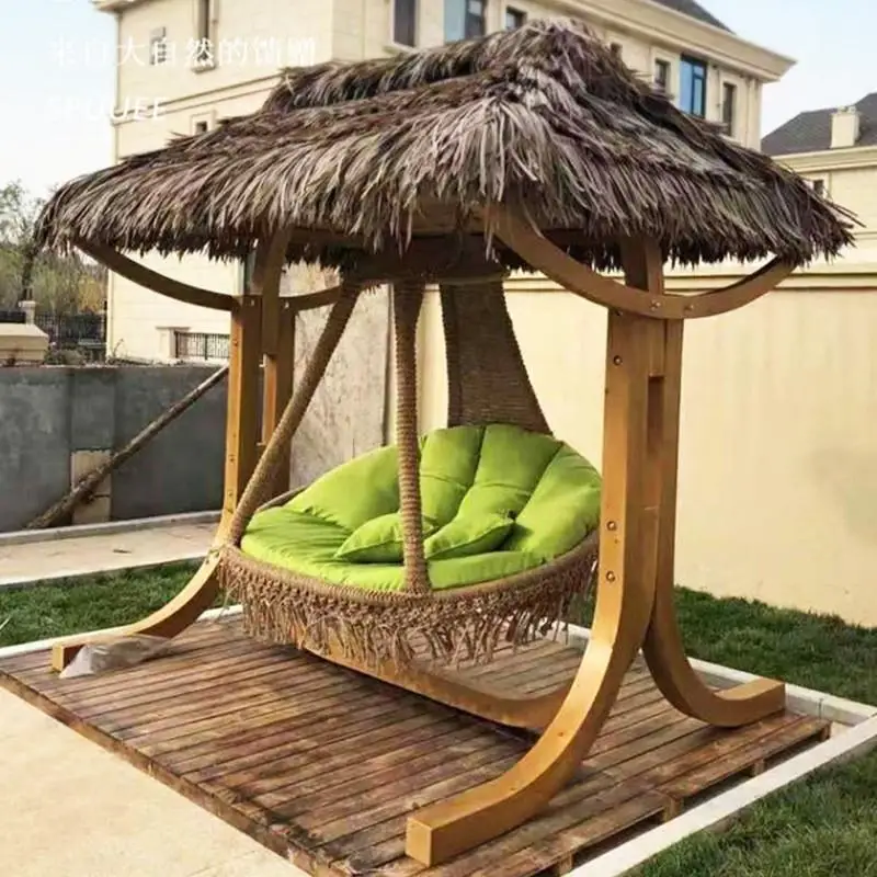 Outdoor Swing South East Asia Swing Rocking Chair Balcony Courtyard Solid Wood Hanging Basket Leisure Furniture Cradle Hanging C