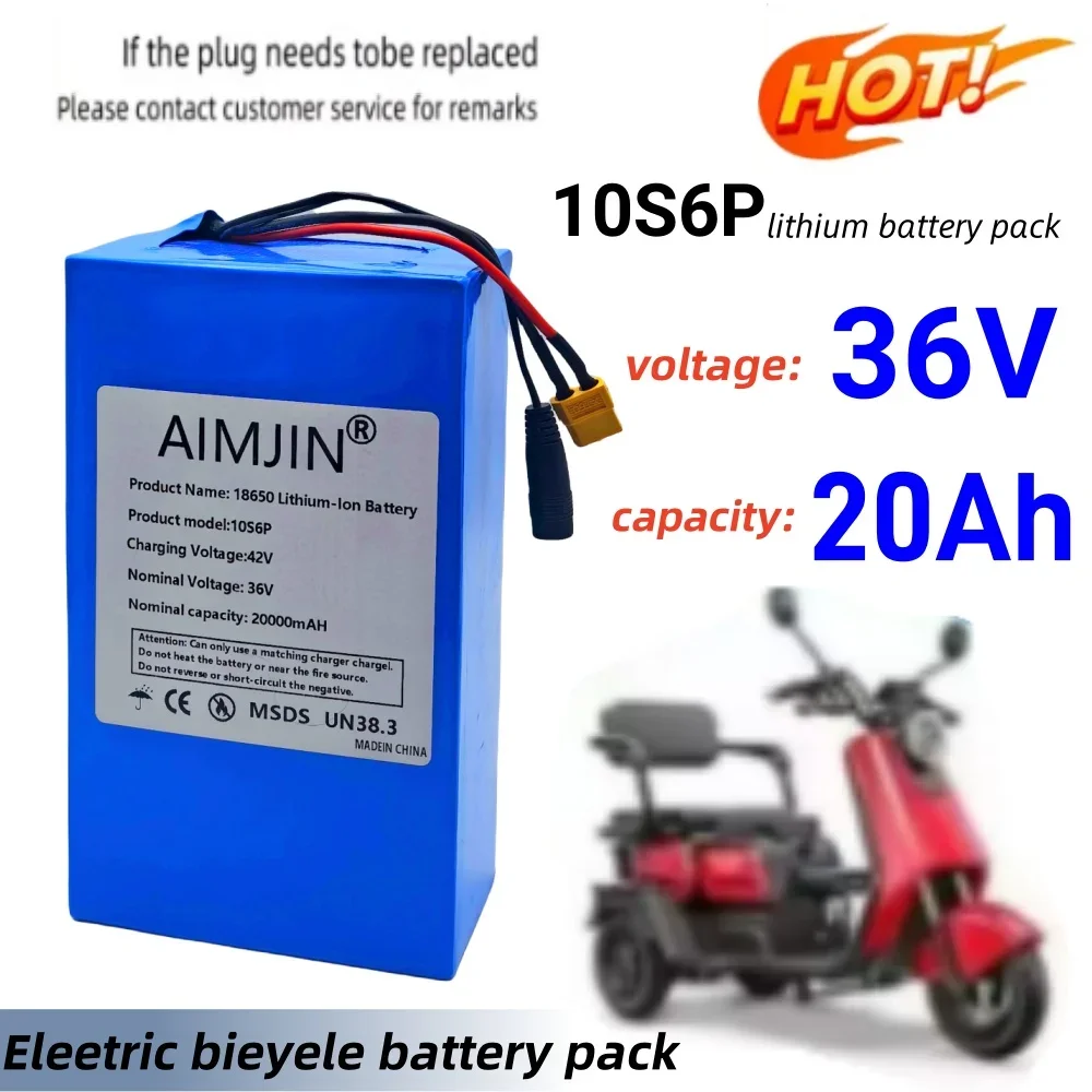 

36V 20Ah lithium-ion battery with BMS 10S6P battery pack Suitable for bicycles, wheelchairs, outdoor motorcycles