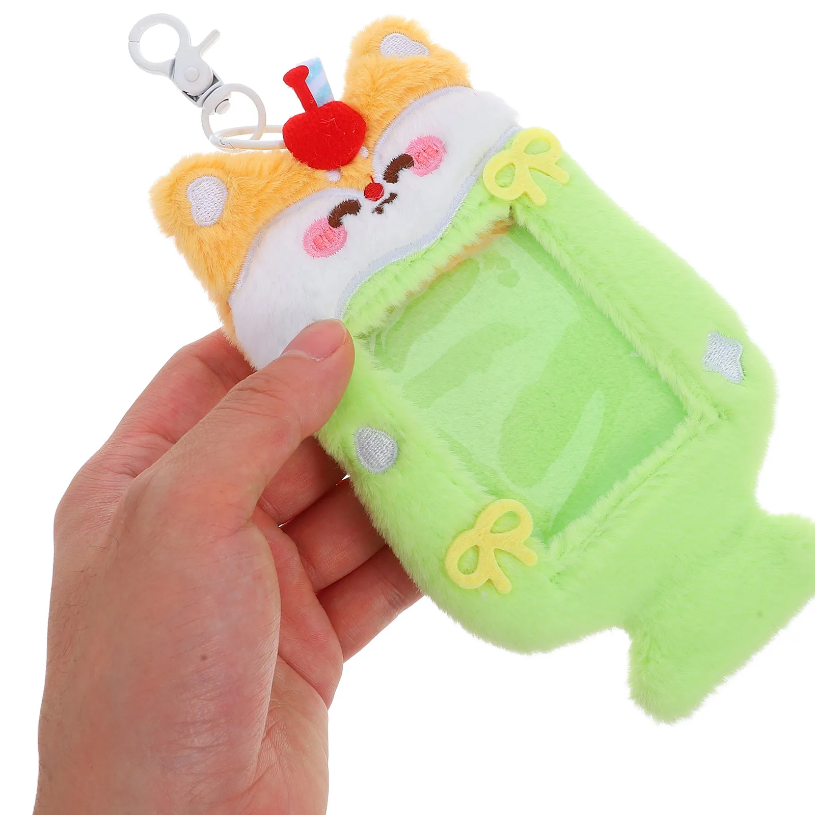 Photocard Sleeve Keychain Cute Cartoon Animal Transparent Card Holder for ID Cards Student Badges Lanyards