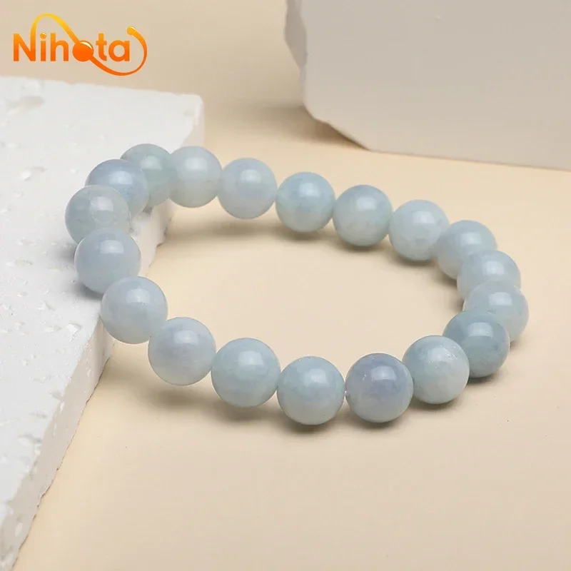 6/8/10/12mm Light Blue Chalcedony Bracelets Men for Magnetic Health Protection Women Soul Wristband Jewelry Gift Pulsera Hombre