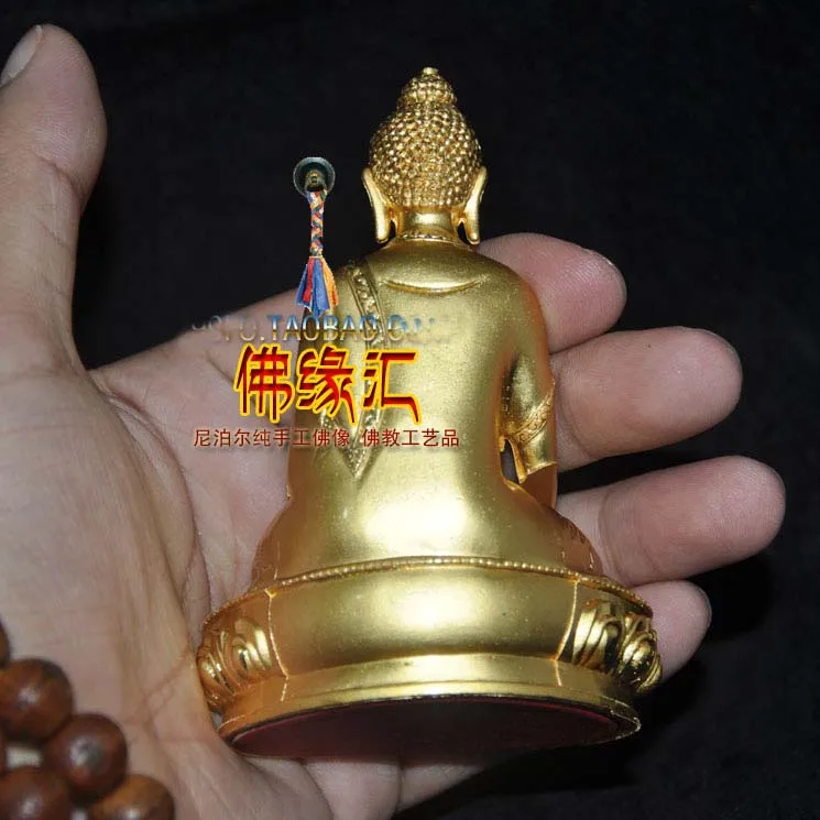 9.5 CM personal Buddha figure # HOME efficacious Protection Tibet Tibetan Buddhism gilding brass bless safe  Buddha statue