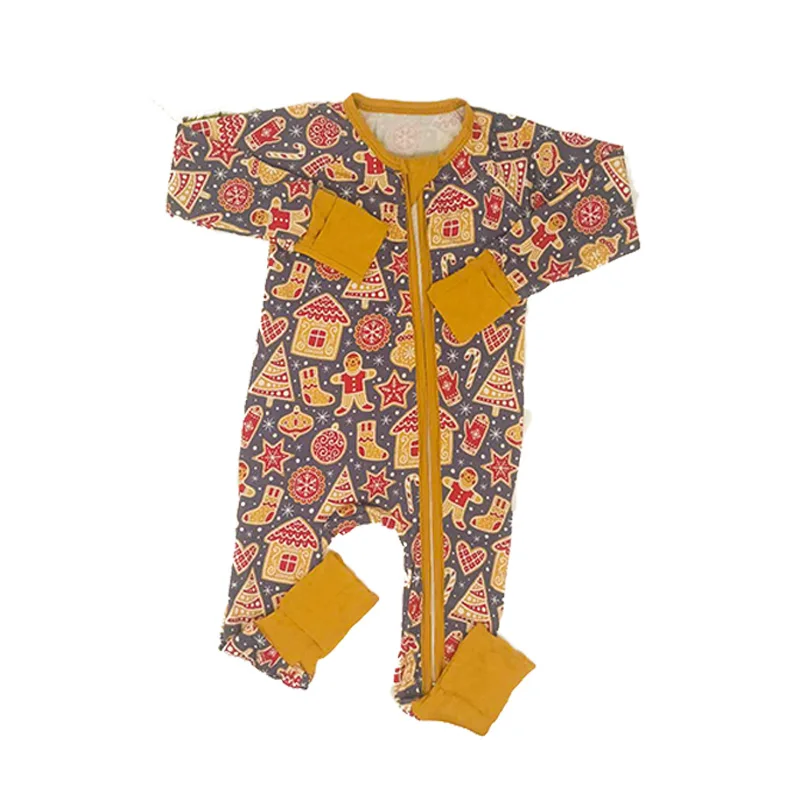 

Cute Character Print Baby Unisex Romper Double Zipper O-neck Bamboo Fiber Onisie Pajamas Clothes