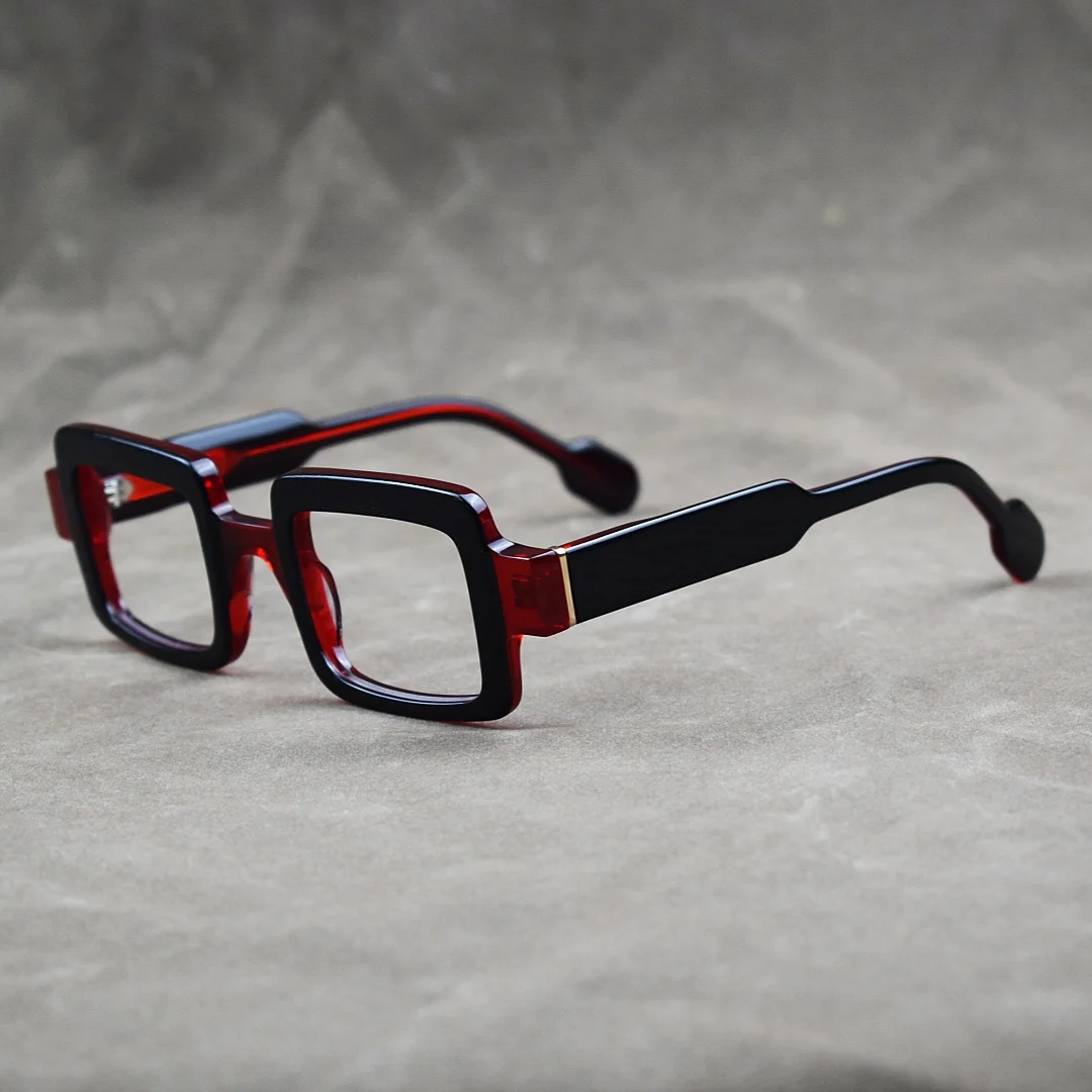 Retro Square Acetate Eyeglasses Frame Men Women 43mm Full Rim Glasses Frame Custom Prescription Lenses Available