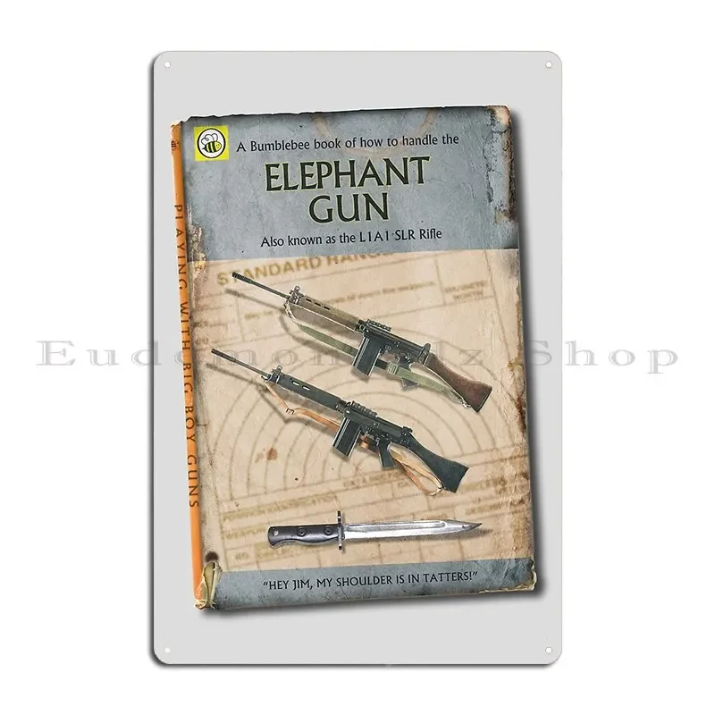The Slr L1a1 Rifle A Ladybird Book Parody Metal Plaque Design Design Garage Wall Decor Club Tin Sign Poster