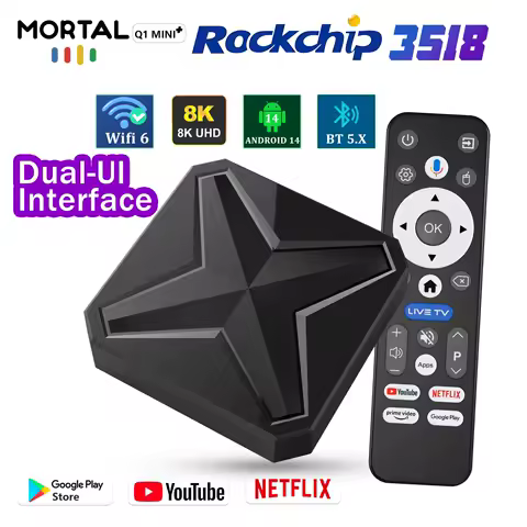 2025 Smart TV Box Q1MINI+ Dual UI Interface Android 14 ATV RK 3518 Google Assistant 8K Video 4k HDR10 Media Player Set-Top-Box