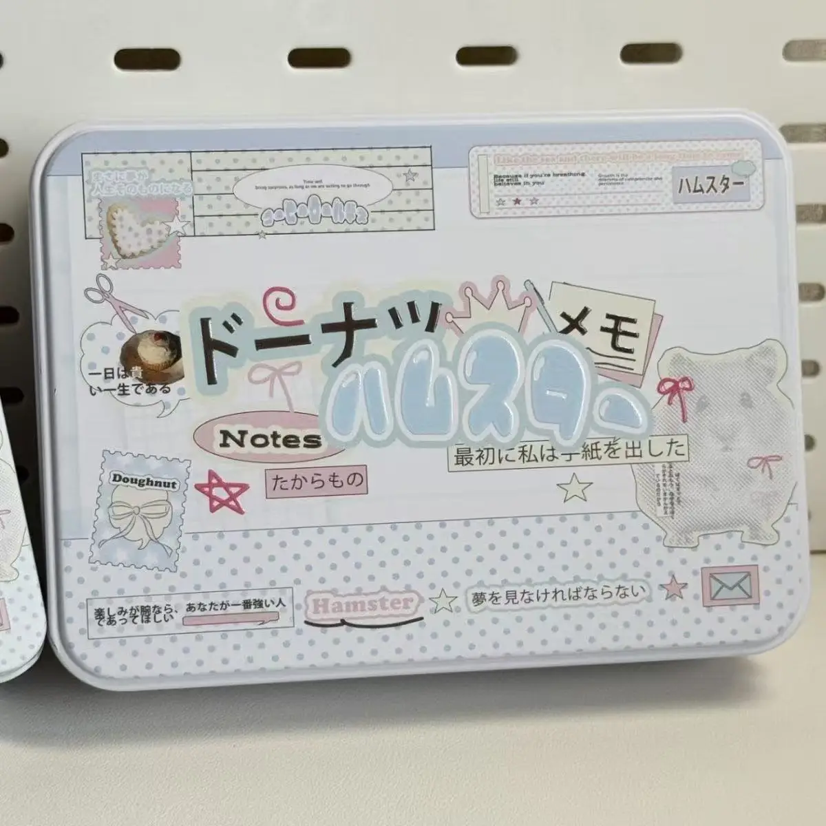 Ins-style Cream Stickers Tin Box High-look Ins Cute Desktop Small Cards and Notes Stickers Handwritten Letter Storage Box Gift