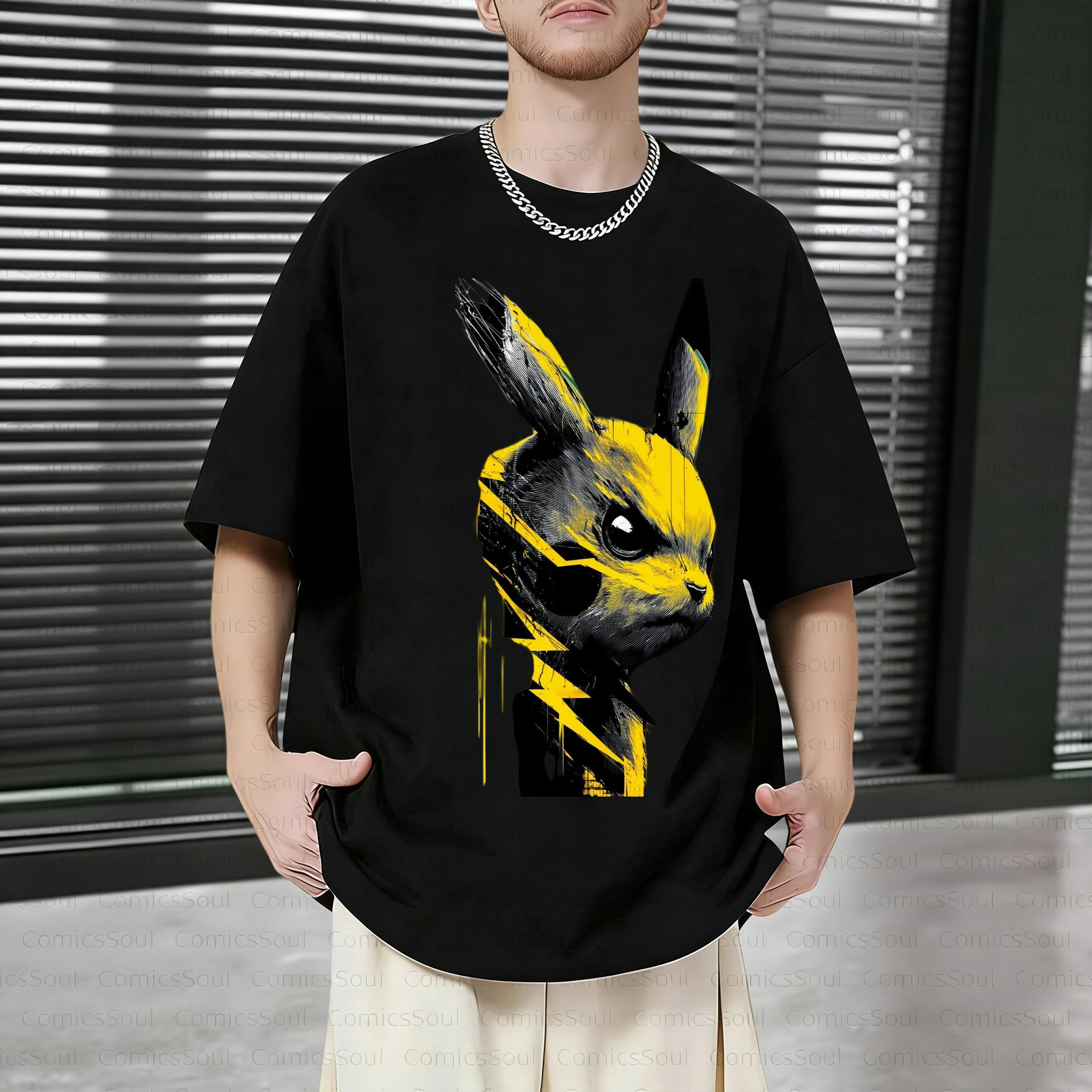 

Мужская футболка, мужская спортивная футболка, мужская футболка с коротким рукавом, популярный аниме-дизайн с изображением Пикачу, художественный дизайн, удобная посадка