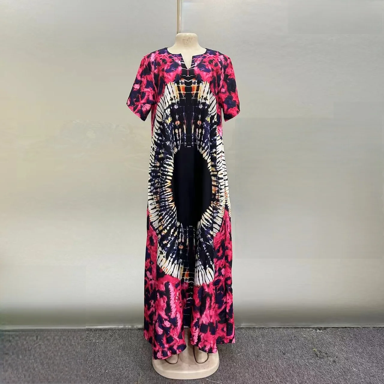 2025 Новая мода, повседневная версия с карманами, летнее свободное женское платье с африканским принтом из Ближневостока