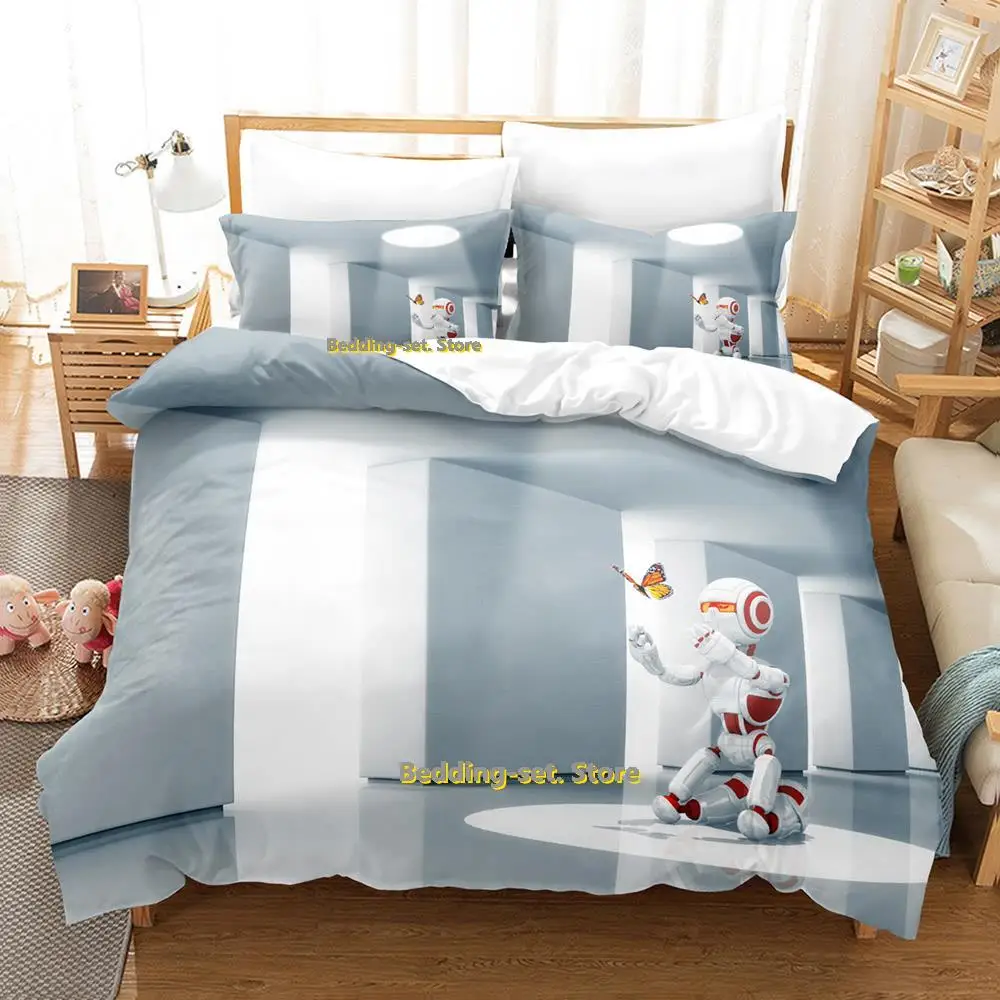 

New Sci Fi Robot Bedding Set Single Twin Full Queen King Size Bed Set Adult Kid Bedroom Duvetcover Sets Anime parure de lit Bed