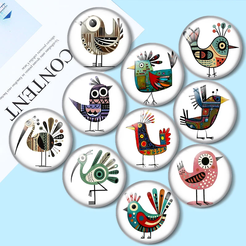 

Cute and quirky clipart birds 10pcs 12mm/18mm/20mm/25mm Round photo glass cabochon demo flat back Making findings