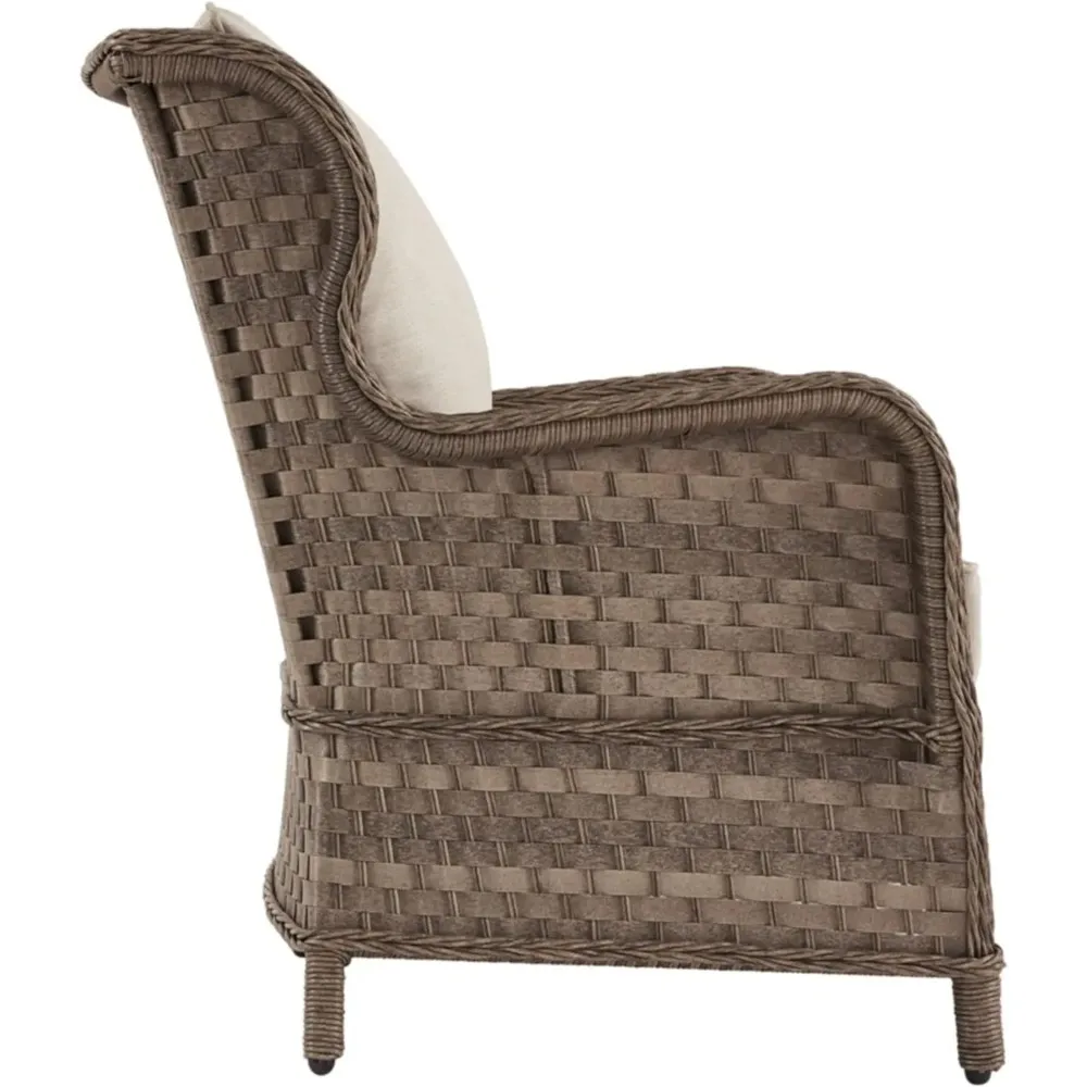 Clear Ridge Outdoor Handwoven Wicker Cushioned Lounge Chair 2 Count, Light Brown